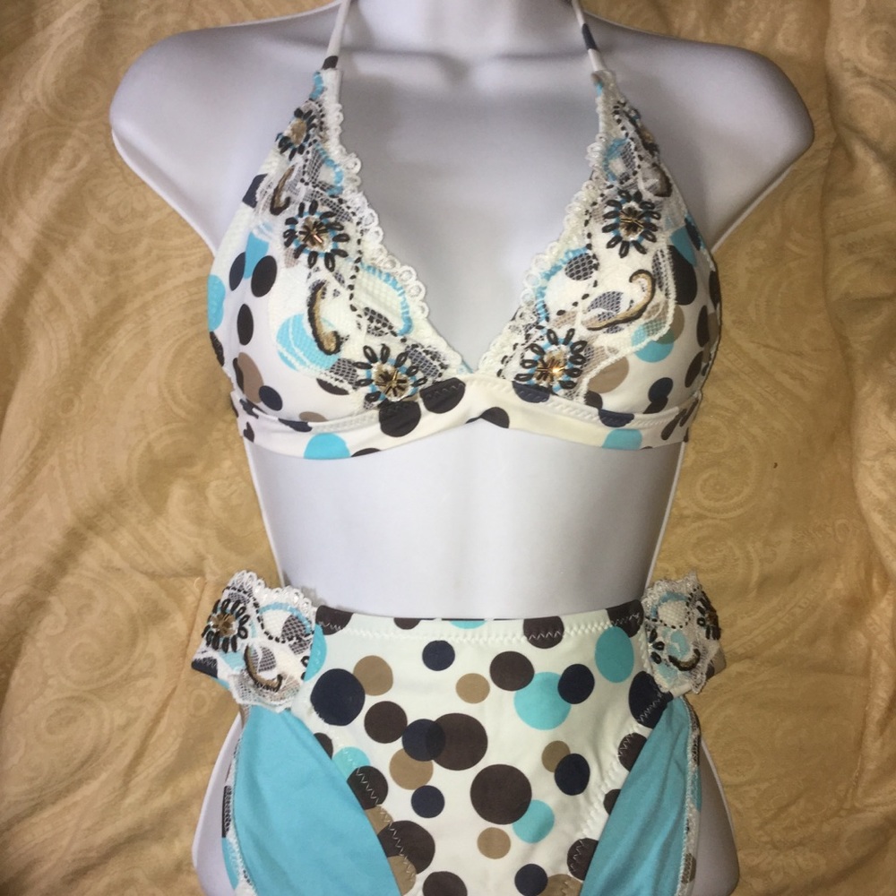 Becca Swimwear BIKINI XS Polka Dot Embellished